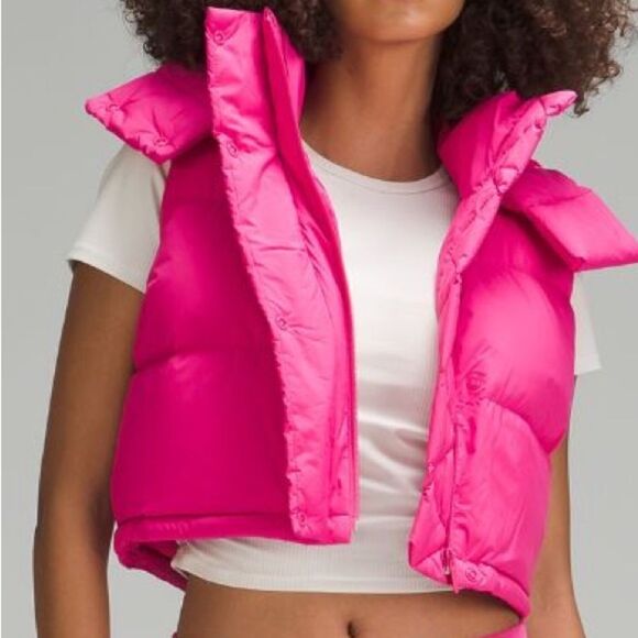 LULULEMON WUNDER Puff SUPER CROPPED vest SONIC PINK SIZE 6 perfect cute nwt - Picture 2 of 5